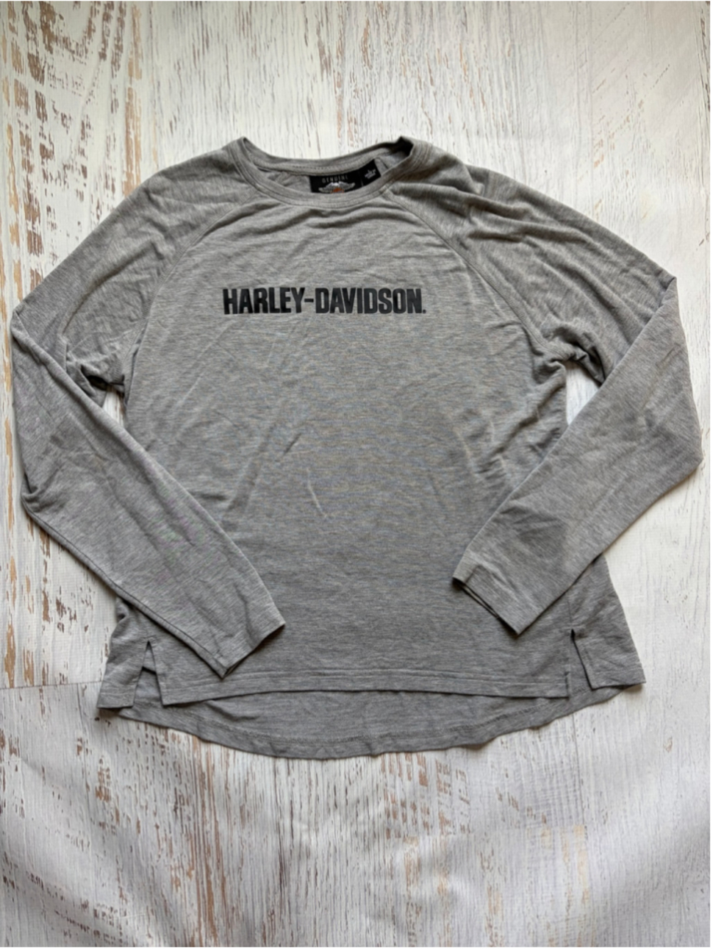 Women's Harley-Davidson Long Sleeve Tee Grey Black Size L